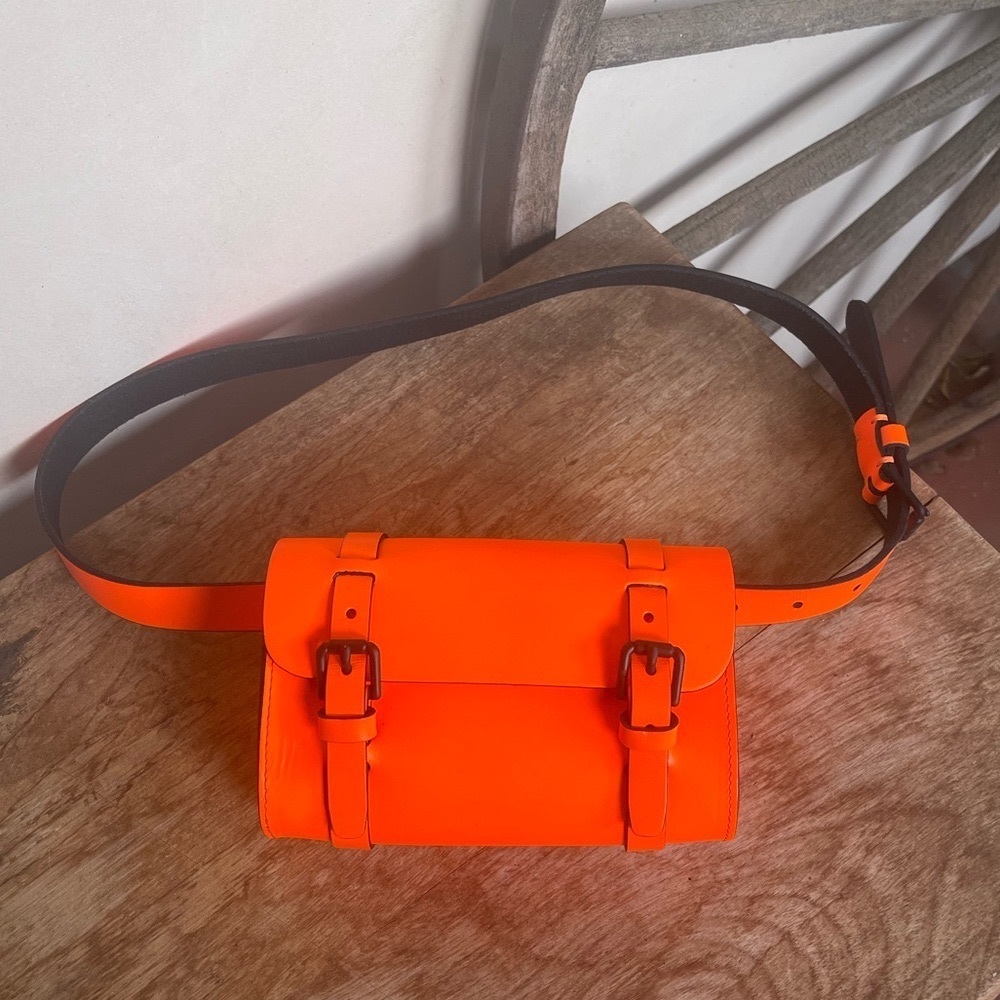 RALPH LAUREN POLO Rare Bright Neon Orange Small Belt or Shoulder Bag Sz M Cute!!